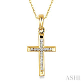 1/10 ctw Single Cut Diamond Cross Pendant in 14K Yellow Gold with Chain